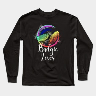 Colorful Rainbow Retro Budgies Budgerigar Budgie Lover Long Sleeve T-Shirt